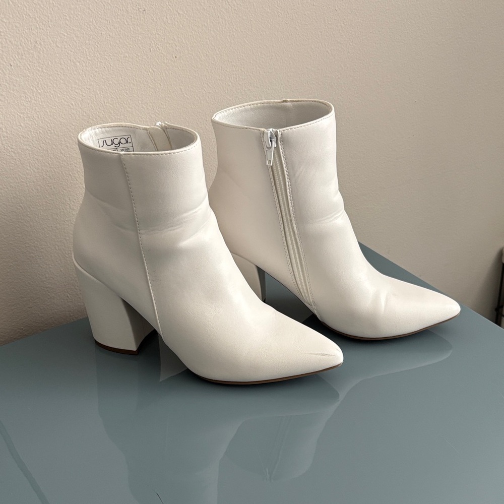 Sugar White Ankle Boots